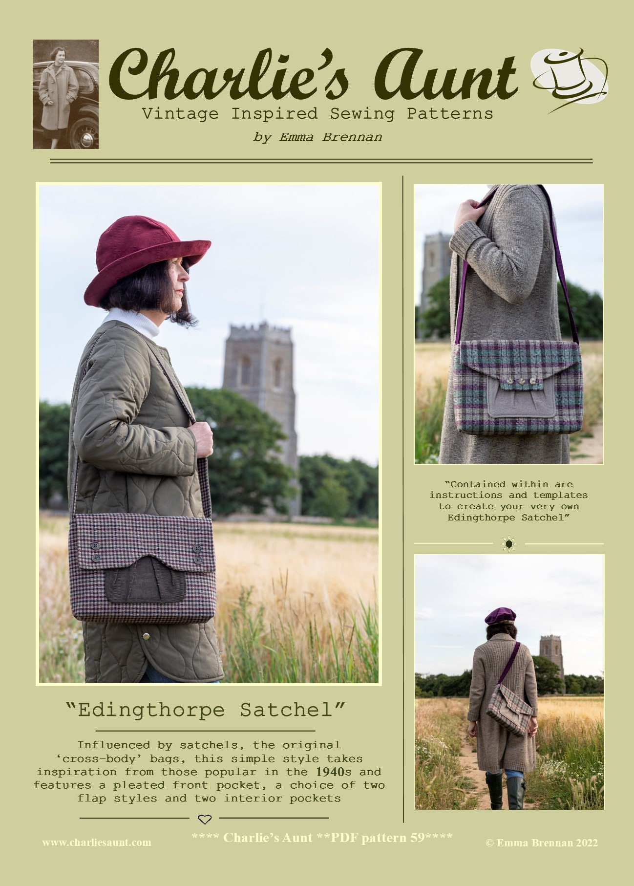 New: Sewing pattern to make the Brancaster Messenger Bag - PDF pattern  INSTANT DOWNLOAD