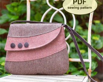 Cross body purse sewing pattern, PDF for 1940s style Bircham Bag, instant download, retro bag sewing pattern, DIY craft sewing project