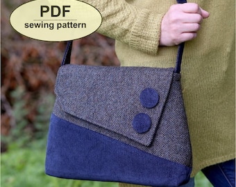 Purse sewing pattern, PDF pattern for 1940s style Sedgeford Bag, instant download, vintage style sewing tutorial with templates, bag pattern