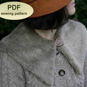 Scarf SEWING PATTERN, instant download, retro style PDF to make the Harbord scarf and collar, templates and tutorial for accessory sewing