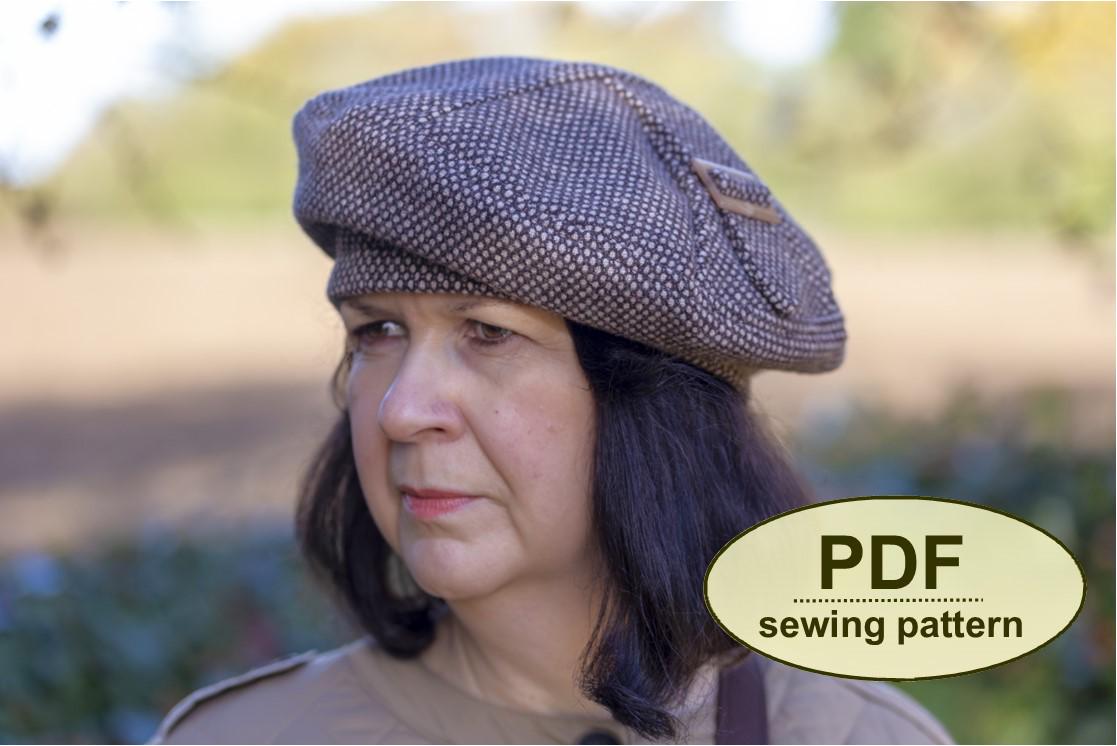 Beret SEWING PATTERN, Digital File, Retro Style Beret Hat