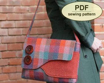 Messenger Bag Pattern, PDF Vintage Style Sewing Tutorial, Purse Pattern, Retro DIY Craft, Instant download, Crossbody bag pattern