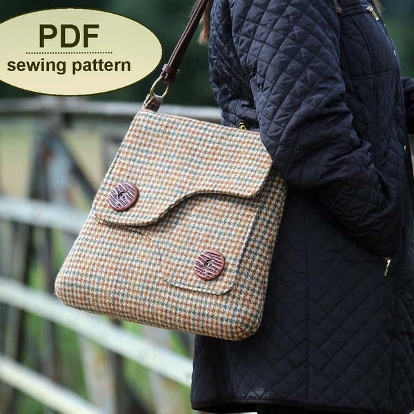 Sewing pattern to make the Saxted Green Satchel - PDF pattern INSTANT DOWNLOAD messenger style bag