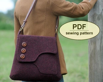 Schnittmuster für die Saxted Green Satchel - PDF Schnittmuster SOFORT DOWNLOAD Umhängetasche im Messenger Stil