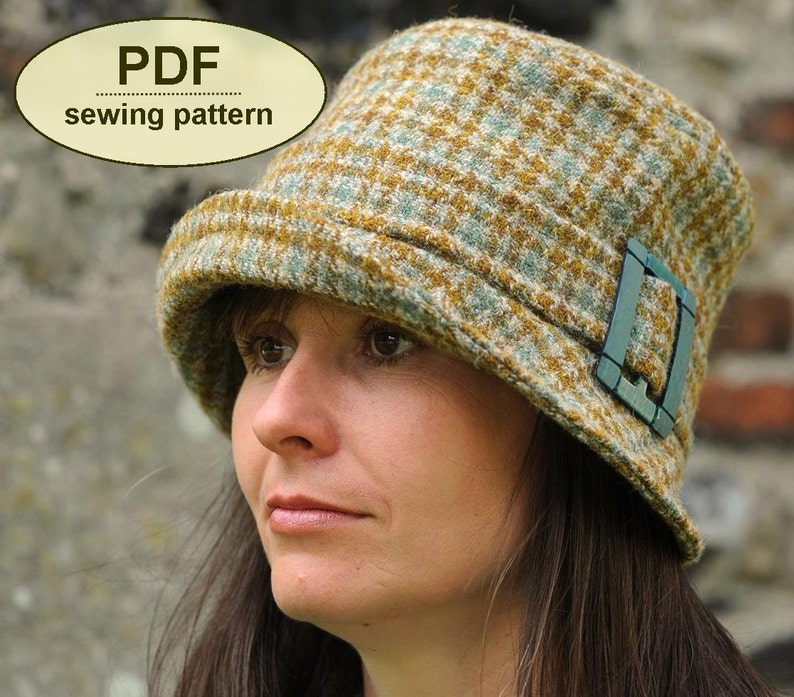 Hat SEWING PATTERN, Digital File, Cloche style hat, Retro women's hat pdf, instant download pattern to make the Chelsworth Cloche Hat image 4