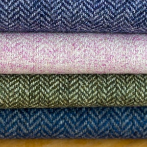 Tweed fabric, 0.5 yard of classic herringbone weave, high quality fabric, pale pink, olive green, navy or Airforce blue, bag or hat making image 2