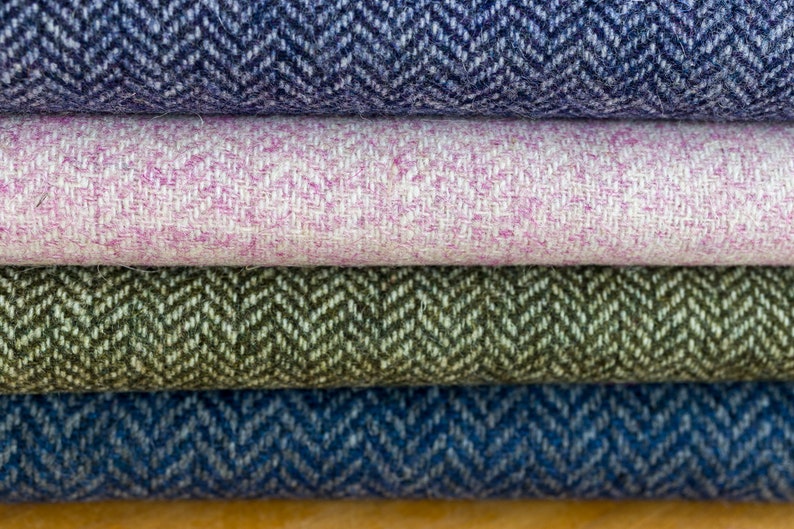 Tweed fabric, 0.5 yard of classic herringbone weave, high quality fabric, pale pink, olive green, navy or Airforce blue, bag or hat making image 2