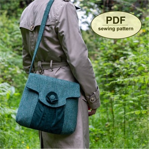 Retro Tasche NÄHMUSTER Nähanleitung als PDF Datei zum Nähen der Suffield Tasche, große Schultertasche, Nähprojekt für Fortgeschrittene