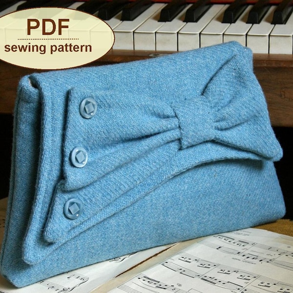 Sewing pattern to make the Gershwin Clutch Bag - PDF pattern INSTANT DOWNLOAD