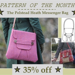 PDF bag sewing pattern, vintage style messenger bag pattern, templates and instructions for the Polstead Heath Messenger Bag - PDF pattern