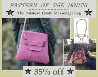 PDF bag sewing pattern, vintage style messenger bag pattern, templates and instructions for the Polstead Heath Messenger Bag - PDF pattern