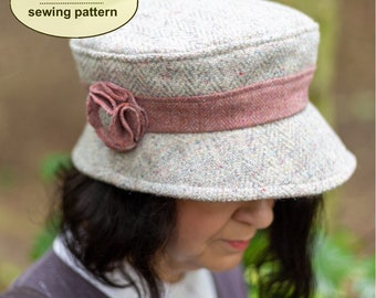 Cloche Hat Sewing Pattern: Vintage Style, Asymmetrical Brim (PDF Pattern)