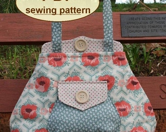Bag PDF Sewing Pattern, Large Size Vintage Style Bag Sewing Tutorial, 50s Inspired Handbag Purse Pattern, DIY Craft, Instant Download