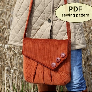 Messenger Bag Pattern, PDF Vintage Style Sewing Tutorial, Purse Pattern, Retro DIY Craft, Instant download, Crossbody bag PDF
