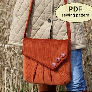 Messenger Bag Schnittmuster, PDF, Vintage-Stil, Nähanleitung, Taschen-Schnittmuster, Retro Tasche, Sofort-Download, Crossbody-Tasche PDF