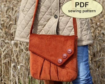 Messenger Bag Pattern, PDF Vintage Style Sewing Tutorial, Purse Pattern, Retro DIY Craft, Instant download, Crossbody bag PDF