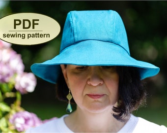 Practical Hat SEWING PATTERN, retro style Beckhythe Hat pdf, instant download, three sizes included, sun hat PDF, rain hat sewing pattern,