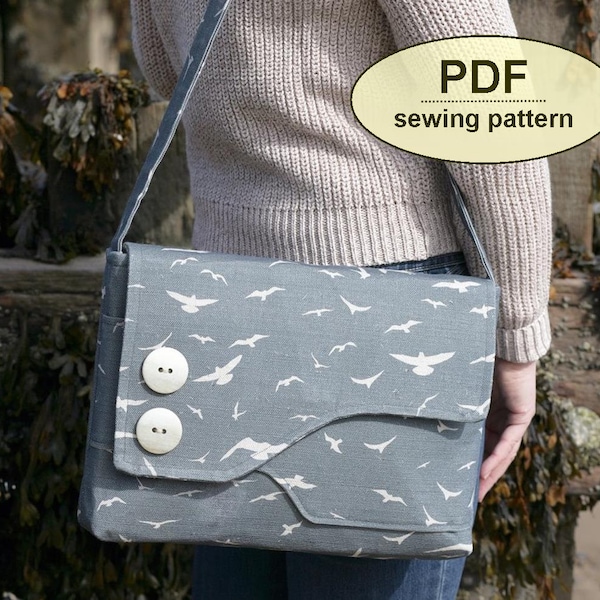 Messenger Bag SEWING PATTERN, Digital File, Retro Style Bag, Unisex Crossbody Bag pattern, instant download, Brancaster Messenger Bag PDF