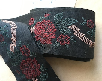 Vintage woven jacquard wide ribbon, circa 1990s sewing trim, rare genuine vintage item, ideal for bag and hat sewing projects