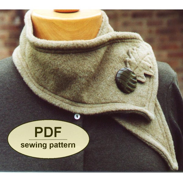 NEW Sewing pattern PDF with instructions and templates to make the Harbord scarf and collar instant DOWNLOAD