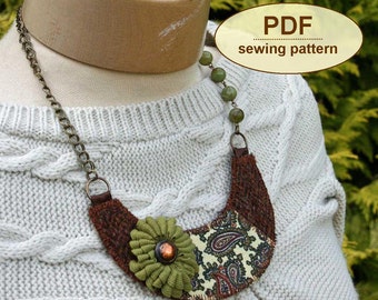 Sewing tutorial PDF with instructions and templates to make the Autumn Windfall Bib Necklace INSTANT DOWNLOAD