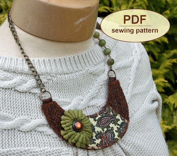Sewing tutorial PDF with instructions and templates to make the Autumn Windfall Bib Necklace INSTANT DOWNLOAD