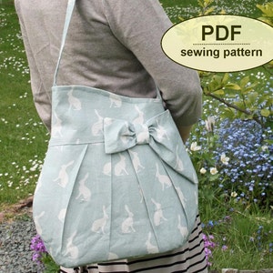 patron de couture PDF de sac vintage, sac garni de noeud des années 1940, tutoriel couture rétro, modèle de sac à main, créations DIY, téléchargement immédiat, sac plissé