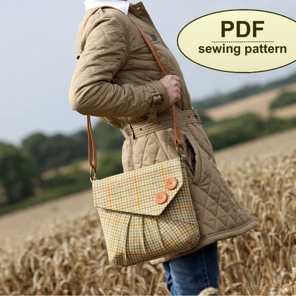 Cross Body Bag SEWING PATTERN, retro style purse pdf, Instant download, Reepham Messenger Bag, Charlie's Aunt pattern, intermediate level