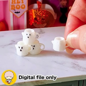 1/12 Dollhouse miniature Ghost mug 3-D Printable fall decor - Digital STL file