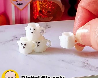 1/12 Dollhouse miniature Ghost mug 3-D Printable fall decor - Digital STL file