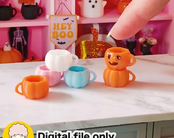 1/12 Mug citrouille miniature maison de poupée, décor d'automne imprimable en 3D - fichier numérique STL