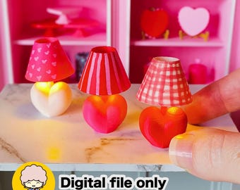 1:12 Dollhouse Heart Shaped Miniature Lamp STL file - Digital Download