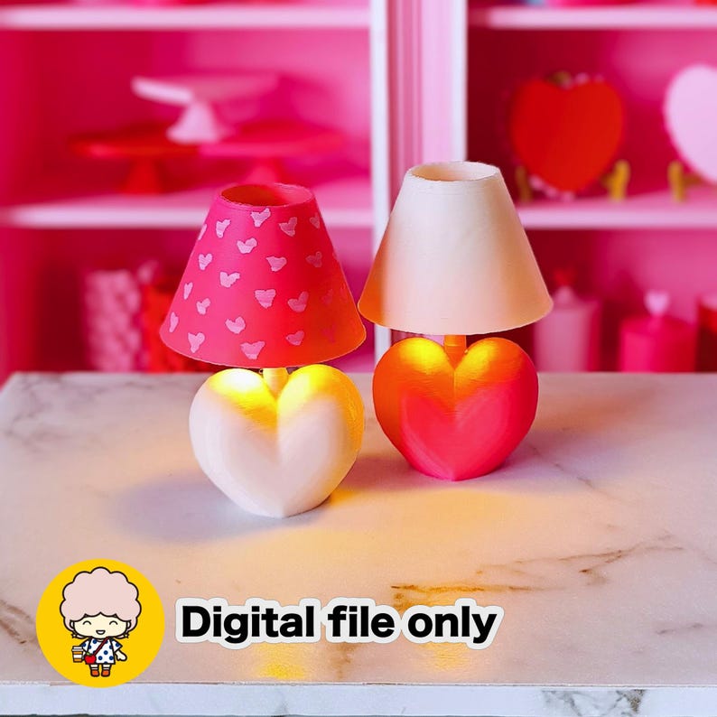 1:12 Dollhouse Heart Shaped Miniature Lamp STL file - Digital Download