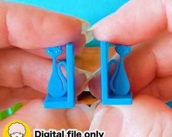 Cat Bookends Mini STL File- 1:12 Digital Download