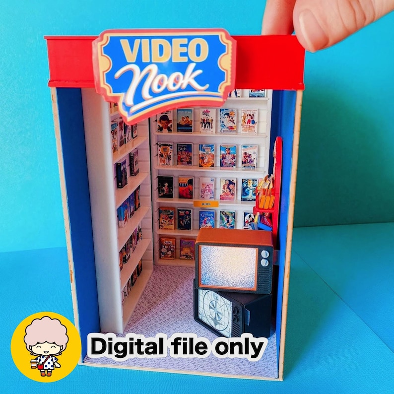 3D Print Video Shop Book Nook Kit - Miniature STL Bundle in 1:12 scale
