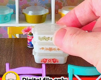 1/12 Dollhouse miniature Pyrex-style rectangular casserole dish - Digital STL file