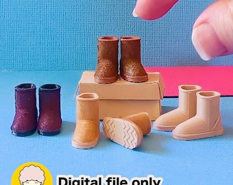 Archivo STL de botas en miniatura para casa de muñecas – Escala 1/12 (Descarga digital)