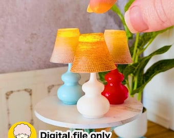 1:12 Dollhouse Lamp with Rattan Shade Mini STL File - Digital Download