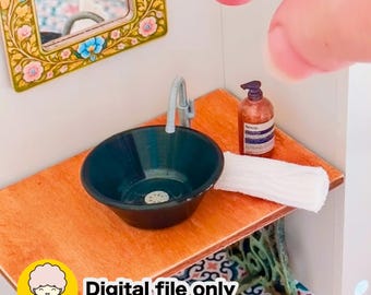 1:12 Miniature Bowl Sink - Digital STL file