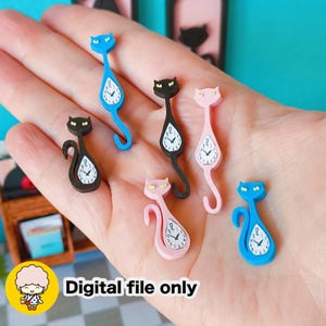 1:12 Dollhouse Retro Kitty Clocks - Digital STL file