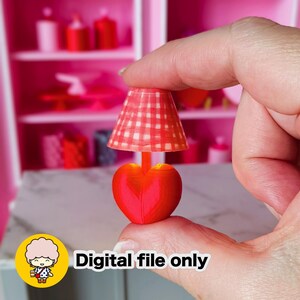 1:12 Dollhouse Heart Shaped Miniature Lamp STL file - Digital Download
