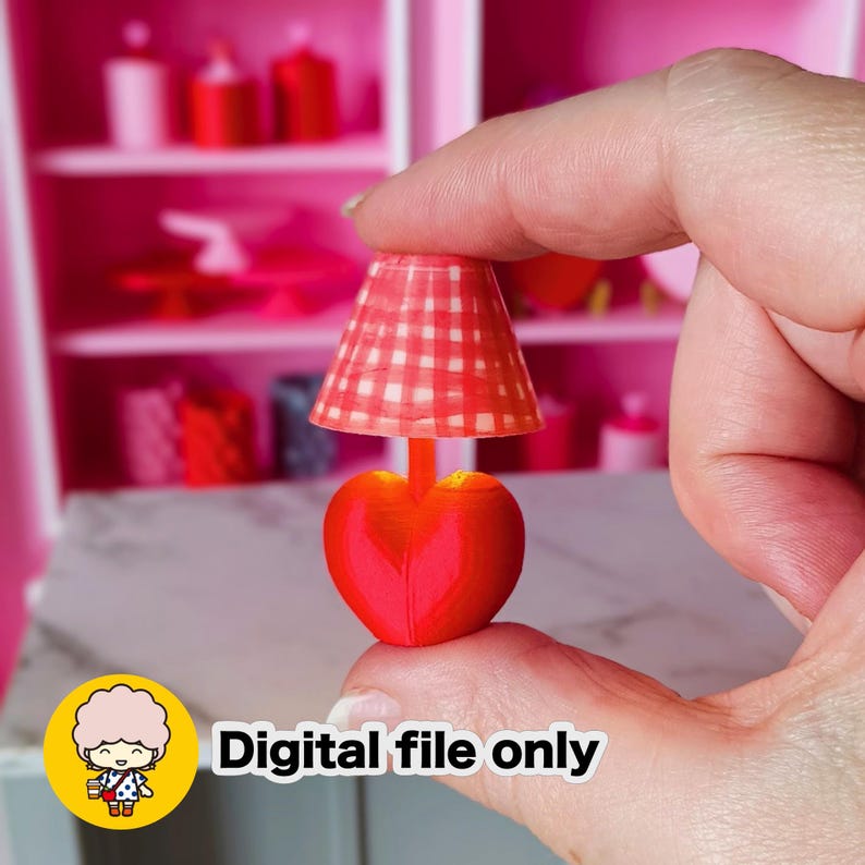 1:12 Dollhouse Heart Shaped Miniature Lamp STL file - Digital Download