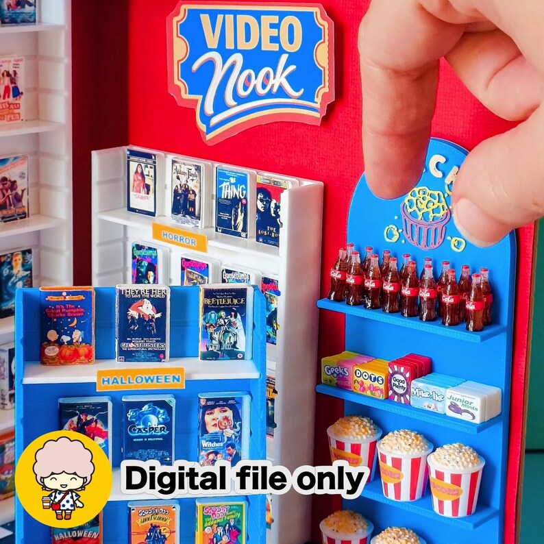 3D Print Video Shop Book Nook Kit - Miniature STL Bundle in 1:12 scale