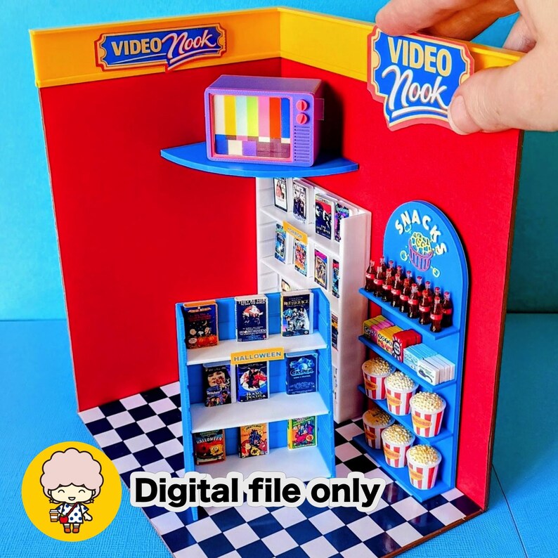 3D Print Video Shop Book Nook Kit - Miniature STL Bundle in 1:12 scale