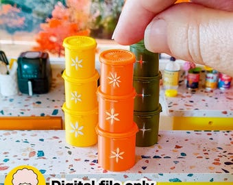1:12 Dollhouse miniature Tupperware-style stacking canisters - Digital STL file