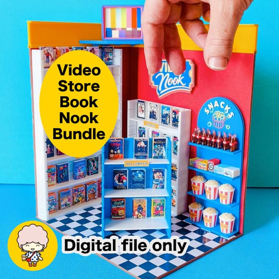 3D Print Video Shop Book Nook Kit - Miniature STL Bundle in 1:12 scale