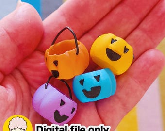Dollhouse Mini Candy Bucket: 3D Printable Jack O' Lantern (Digital STL File)