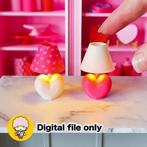 1:12 Dollhouse Heart Shaped Miniature Lamp STL file - Digital Download