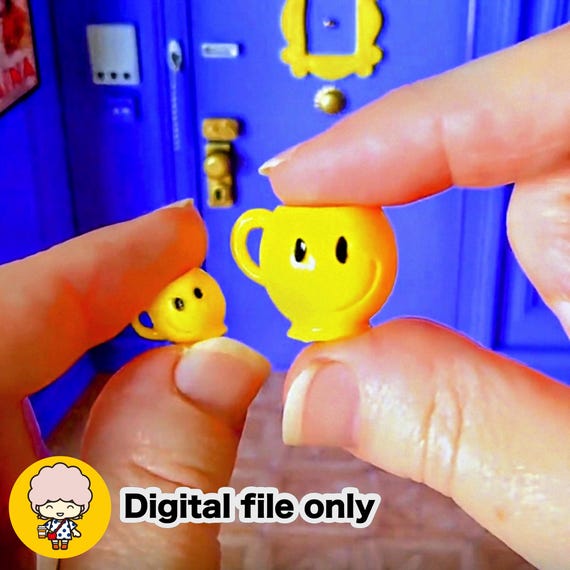 Dollhouse miniature smiley mug - Digital 3d printing file
