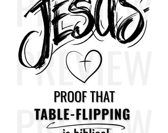 Grappig christelijk png-bestand: religieuze humor Jezus aan de tafel (digitale download)